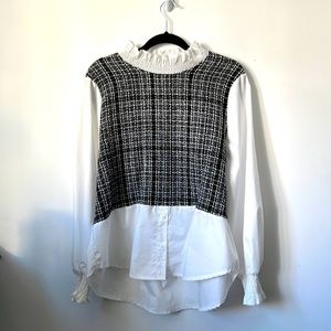 White Blouse with Faux Vest
